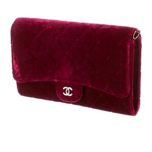 Chanel Velvet Clutch in Rich Burgundy